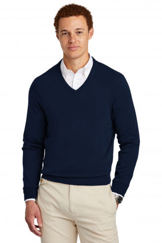 Custom Embroidered Brooks Brothers Cotton Stretch V-Neck Sweater - BB18400 